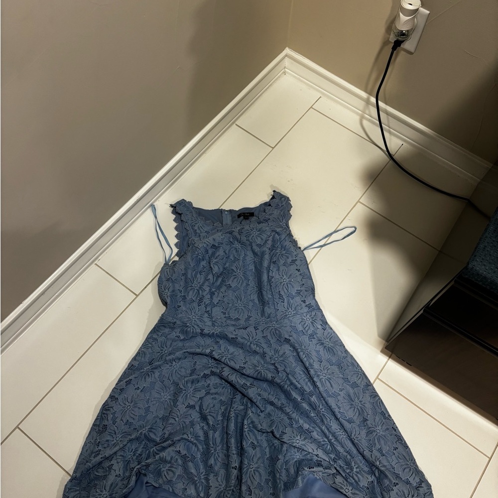 City Studio Blue Ribbed Midi Sundress